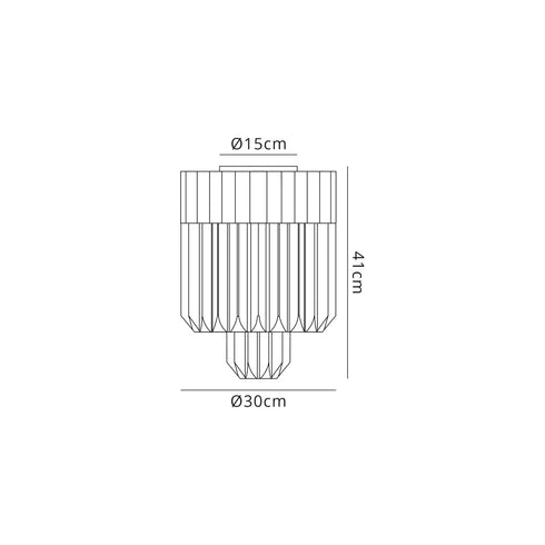 Kuna Flush Ceiling 3 Light Brass/Clear Sculpted Glass 30 cm
